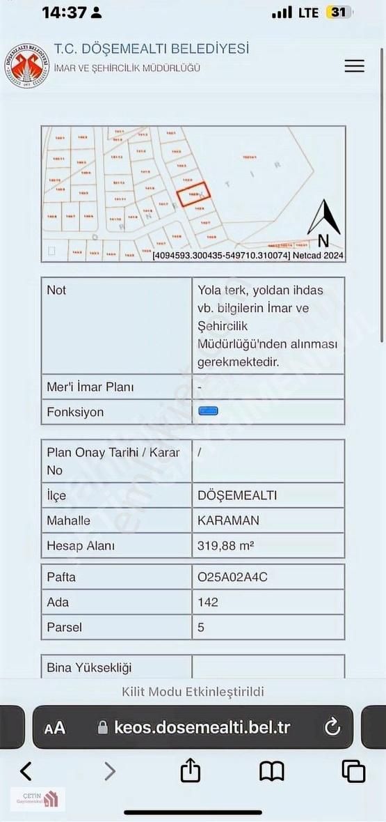 Döşemealtı Karaman Satılık Konut İmarlı Döşemealtı Karaman Araç Takaslı Arsa