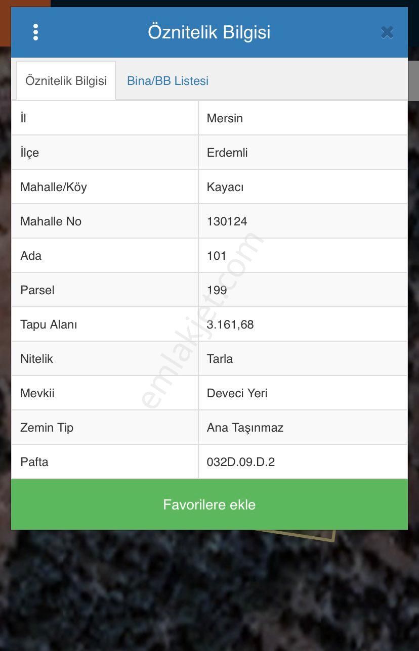 Erdemli Kayacı Satılık Tarla Kayacı Mahallesinde 3161 M2 Satılık Tarla