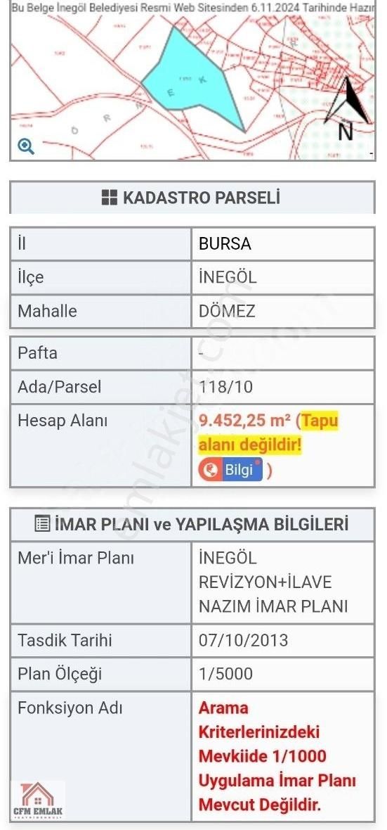 Dömez Mahallesinde 9.452 M2 İmar Sınırına 72 Metre Satılık Tarla - Görsel 13