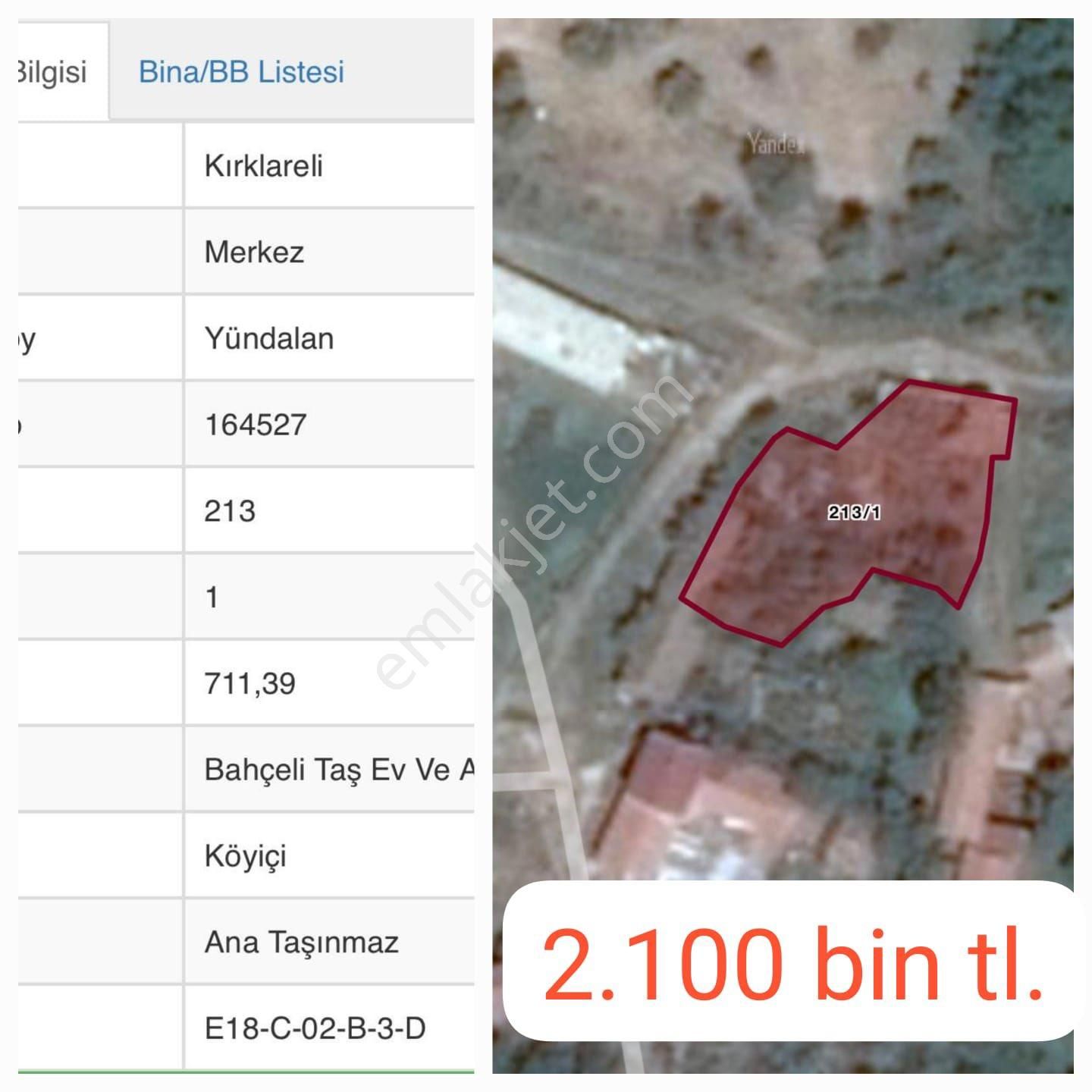 Kırklareli Merkez Yündalan Köyü Satılık Konut İmarlı Kırklareli Satılık Arsa