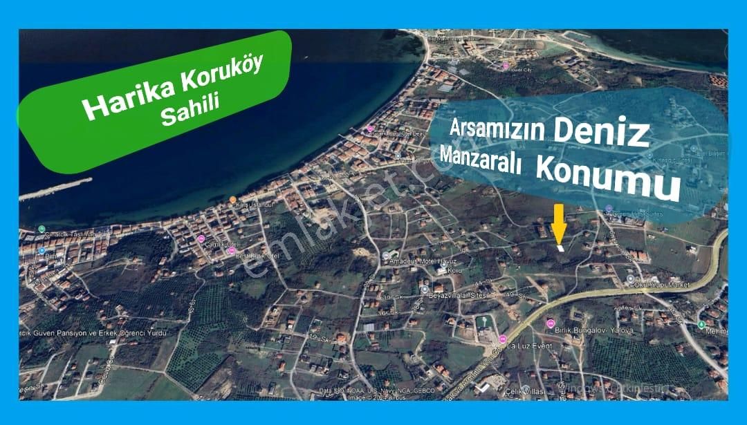 Çınarcık Koru Bld. (Cumhuriyet) Satılık Konut İmarlı Koruköy'de İmarlı Deniz Manzaralı Arsa.