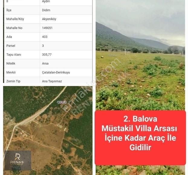 Didim Ak Yeniköy Satılık Villa İmarlı 2.balovada Yola Yakın Parsel Villa Arsası