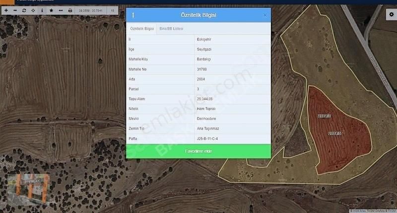 Eskişehir Seyitgazi Satılık Tarla Başkan Emlaktan Satılık Seyitgazi Bardakçı Köyü 8.662 M2 Tarla .