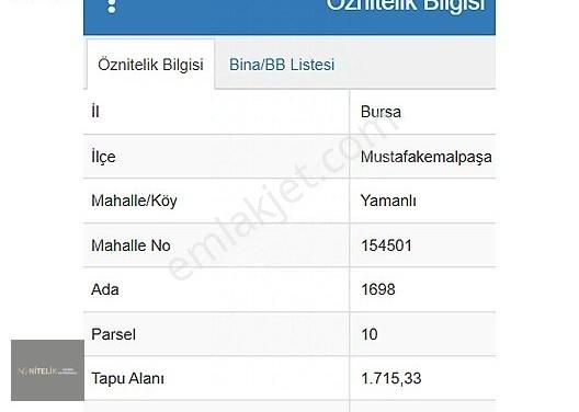 Mustafakemalpaşa Yamanlı Satılık Tarla Nitelik'ten M.kemalpaşa Yamanlı'da 1715m² Tek Tapu Satılık Tarla