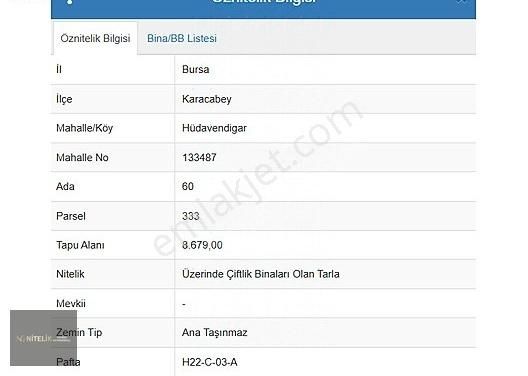 Karacabey Hüdavendigar Satılık Tarla Karacabey Hüdavendigar Mh.de 272m² Hisseli Satılık Tarla