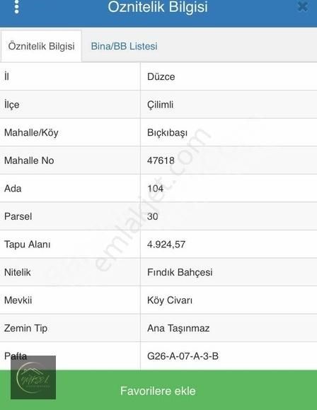 Çilimli Bıçkıbaşı Köyü Satılık Tarla Düzce Çilimli Bıçkıbaşı Köyü Fındık Bahçesi Satılık