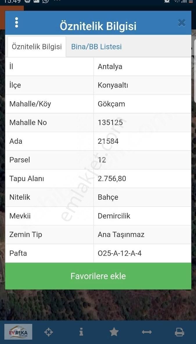 Konyaaltı Gökçam Satılık Bağ & Bahçe Gökçam Merkeze Bitişik Köyün İçi 689 M2