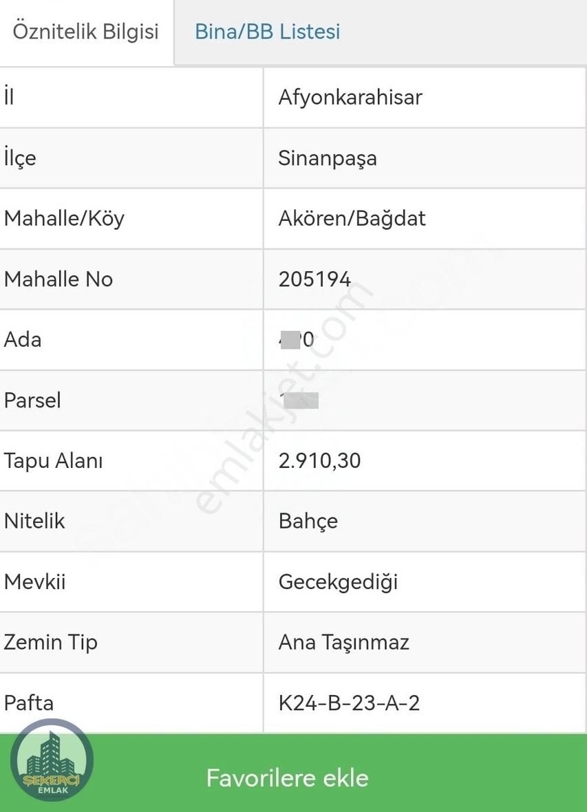 Şekerci Emlak'dan Akören'de Satılık Bahçe