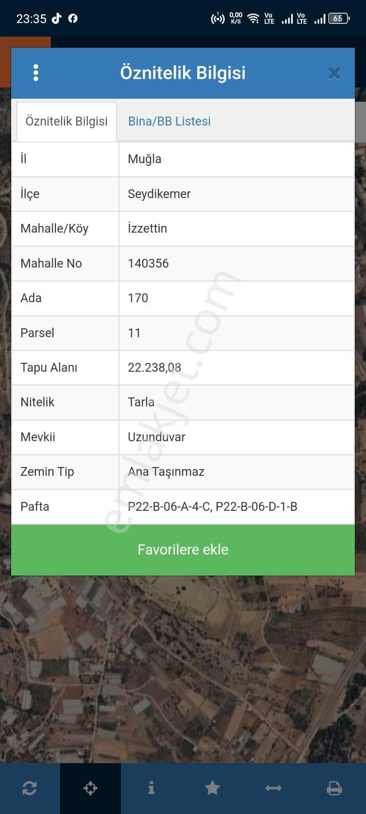 Seydikemer İzzettinköy Satılık Tarla Seydikemer İzzettinde 22.238 M2 Müstakil Parsel Tarlamız Satılık