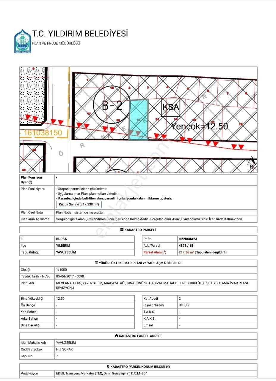 Bursa Yıdırım Yavuzselim Mah,de Komisyonsuz Satılık Sanayi İmarlı 217m2 Arsa - Görsel 5