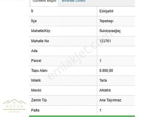 Tepebaşı Sulukaraağaç Satılık Tarla Sulukaraağaç Mah. Çam Ağaçların İçerisinde 6900 M2 Tarla