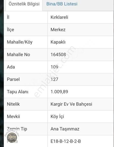 Kırklareli Merkez Kapaklı Köyü Satılık Tarla Nokta Emlaktan Kapaklı Köyünde Satılık Arsa