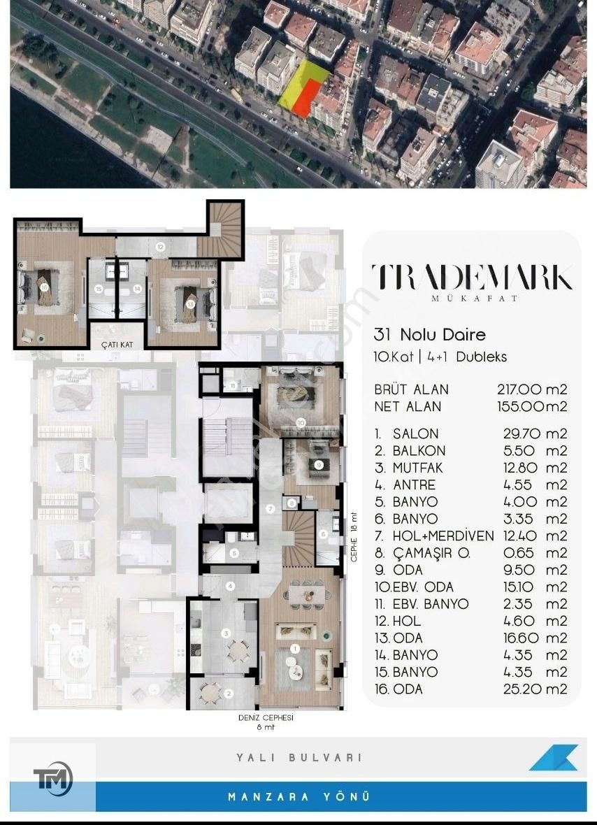 Karşıyaka Bostanlı Satılık Daire Bostanlı Sahilde Full Deniz Manzaralı 4+1 - 217 M2 Çatı Dubleks