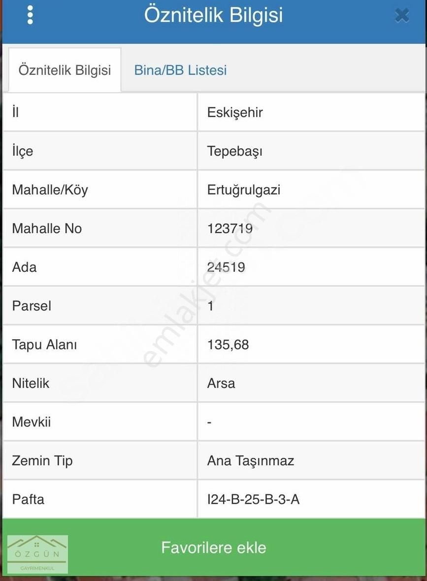 Tepebaşı Ertuğrulgazi Satılık Konut İmarlı Ertuğrulgazi Mahallesinde Köşebaşı Satılık Arsa