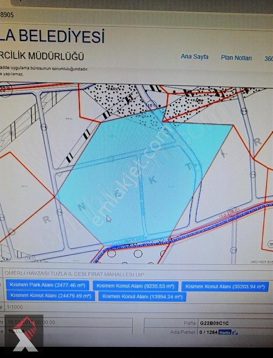 Tuzla Tepeören Satılık Konut İmarlı 1284 Parselde 9104/43