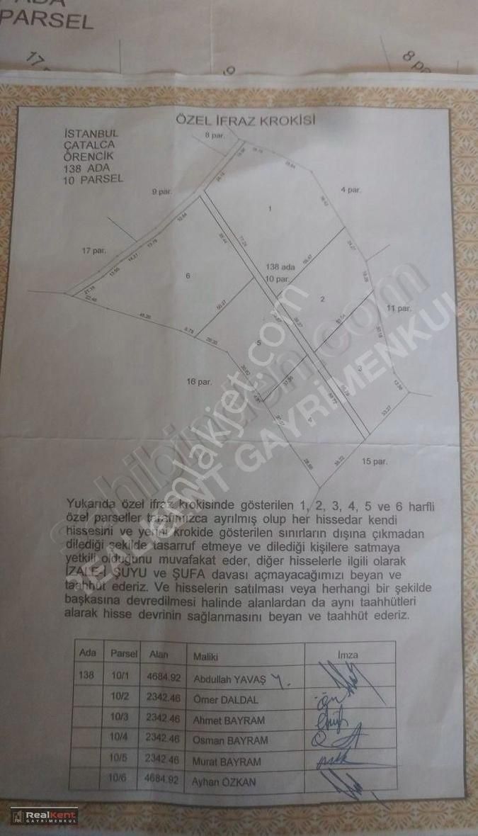 Çatalca Örencik Satılık Tarla Realkent'den Çatalca Örencik'de Satılık 2400 Metre Tarla