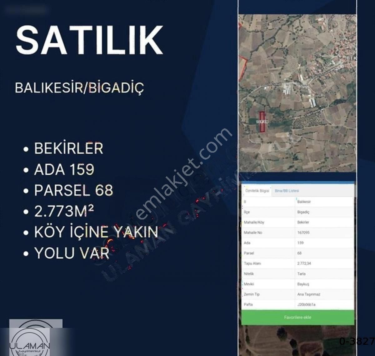 Bigadiç Bekirler Satılık Tarla Bekirler De Fırsat Tarlalar