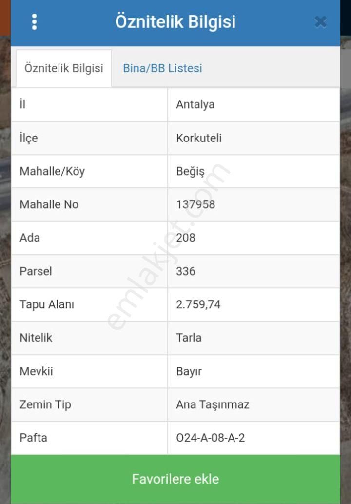 Korkuteli Beğiş Satılık Tarla Tek Tapu Arazi Duble Yola Sifir