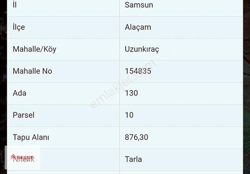 Alaçam Uzunkıraç Satılık Tarla Alaçam Uzunkıraç Acil Satılık Müstakil Tek Tapu