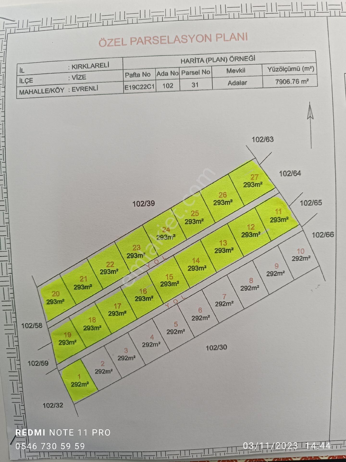 Vize Evrenli Köyü Satılık Tarla 292 M2 'den Satılık Son 5 Adet Vize Evlenli