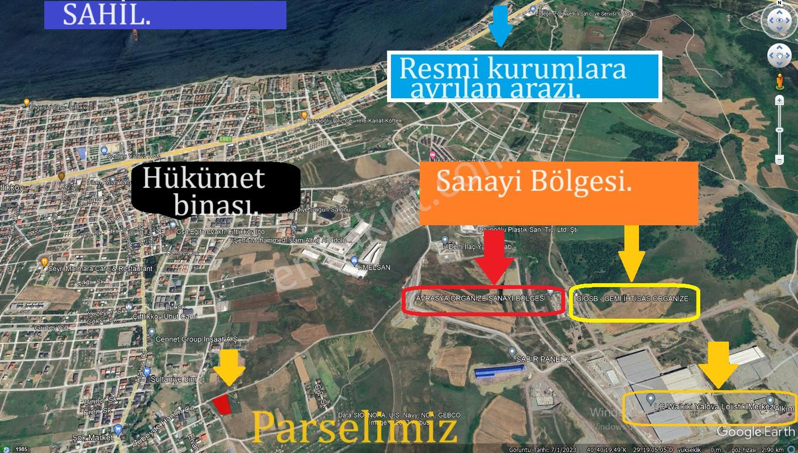 Çiftlikköy Sultaniye Satılık Konut İmarlı Satışa Engel Olmayan 4 Kat İmarlı Arsa.