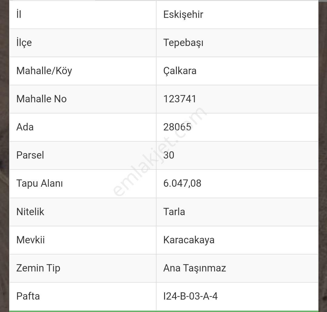 Tepebaşı Çalkara Satılık Tarla İki Gayrimenkul Danışmanlıktan Satılık Çalkara Mahallesinde 6047 M2 Tarla