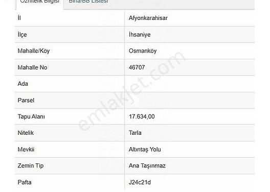 İhsaniye Osmanköy Köyü Satılık Ticari İmarlı Lotus'dan Akaryakıt Ve Dinlenme Tesisi Arsası