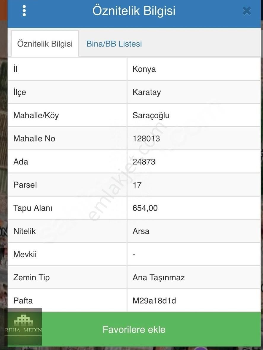 Karatay Erler Satılık Konut İmarlı Konya Karatay Saraçoğlu Mah. 654 M2 Satılık İmarlı Arsa