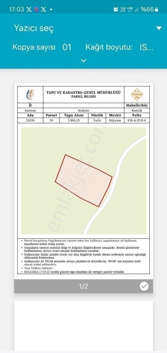 Atakum Atatepe Satılık Tarla Vural Grup İnşaat Emlak Dan Satılık Tarla