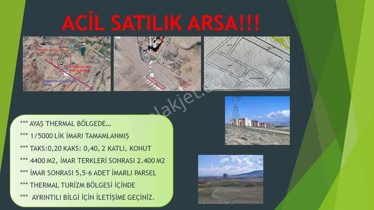 Güdül Güneyce Satılık Konut İmarlı Pusulavega'dan Ankara Ayaş Thermal Bölgede, Otellere 150 M Mesafede İmarlı Arsa