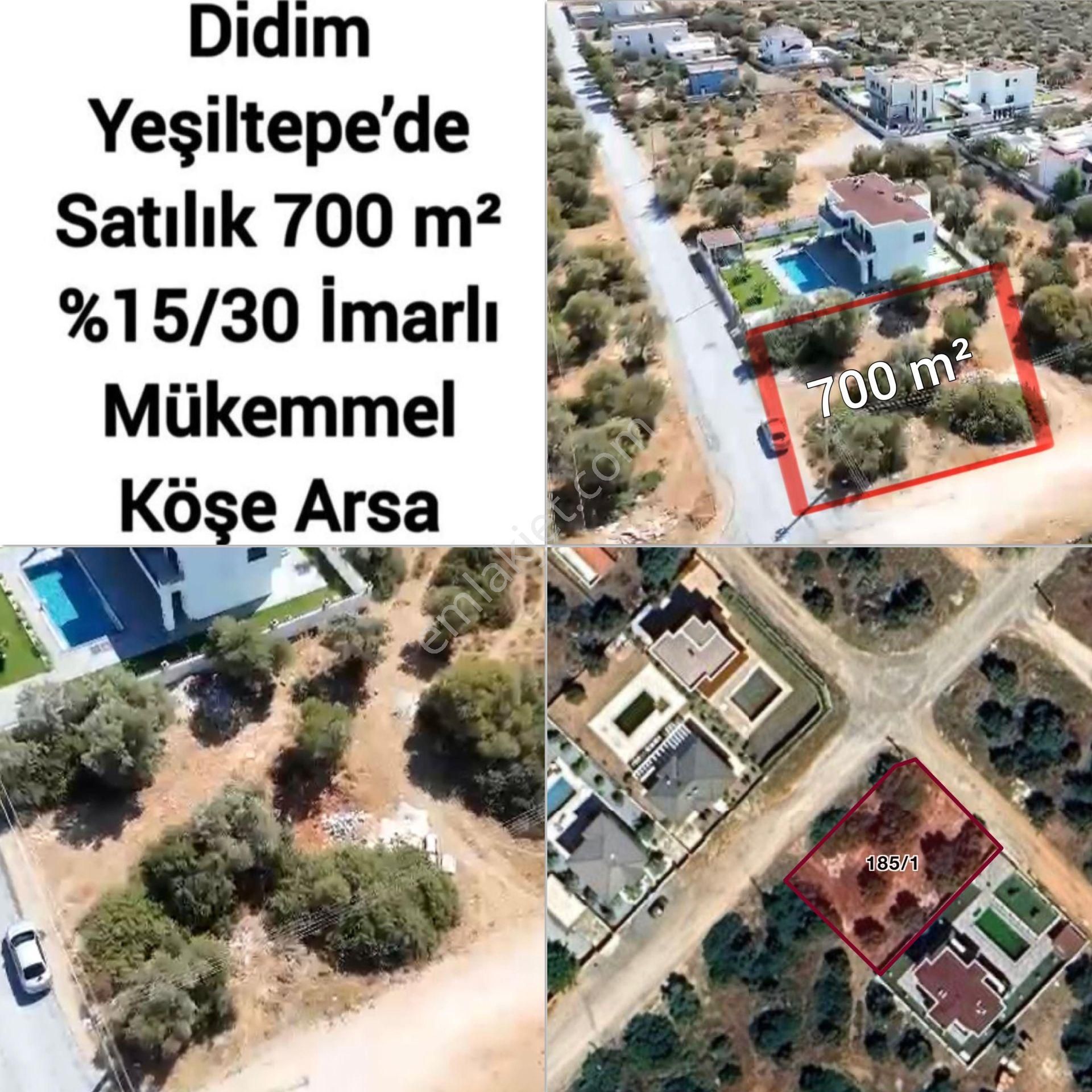 Didim Ak Yeniköy Satılık Konut İmarlı Didim Akyeniköy Yeşiltepe'de 700m2 Köşe Konumda Villa Arsası