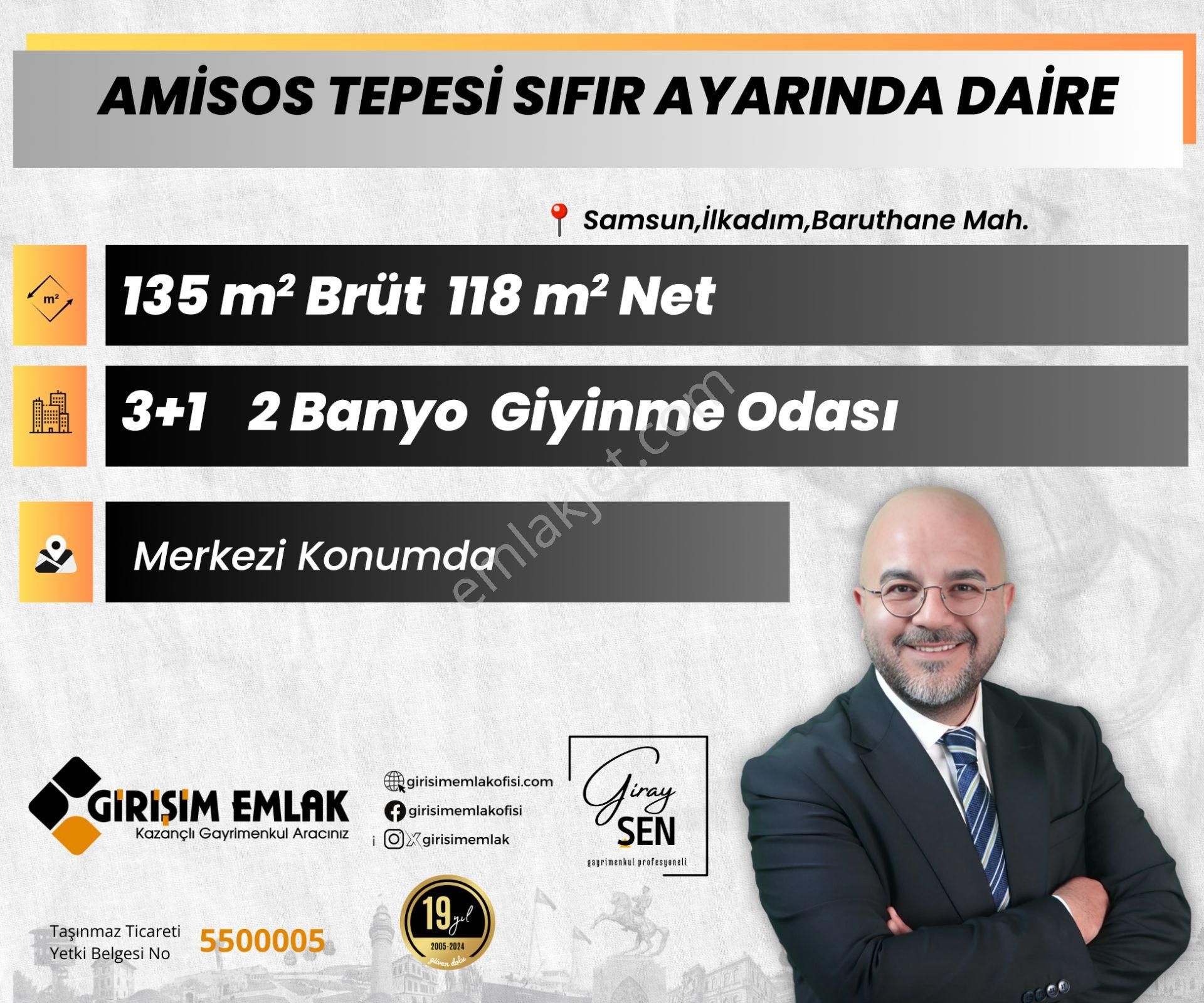 İlkadım Baruthane Satılık Daire Baruthanede 3+1 Sıfır Ayarında Çift Banyolu Daire