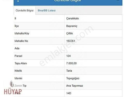 Bayramiç Çiftlik Köyü Satılık Tarla Çanakkale Bayramiç Çiftlik Köy 7 Dönüm Tarla