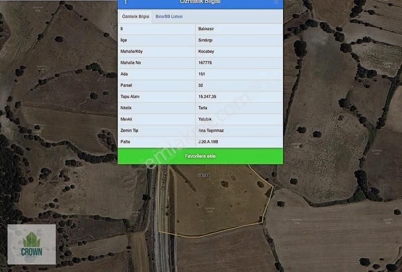 Sındırgı Kocabey Satılık Tarla Crown Gayrimenkulden Sındırgı Kocabey Mahallesinde Satılık Tarla