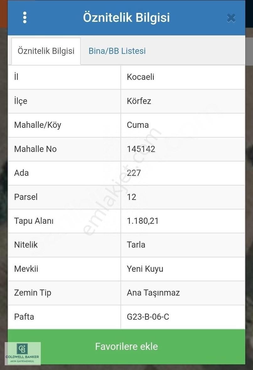 Körfez Cuma Satılık Tarla Kocaeli Körfez Cuma Köyü'nde 1,180 M2 Satılık Arsa