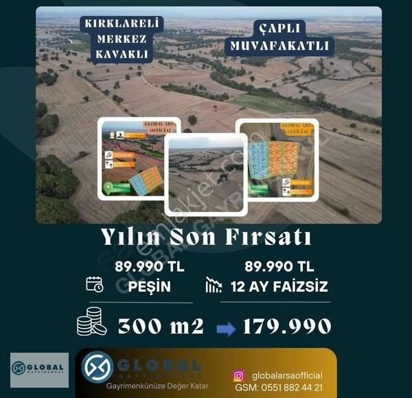 Kırklareli Merkez Kavakdere Köyü Satılık Tarla %50 Yarısı Sizden %50 Yarısı Bizden 12 Ay 0 Faizli - Global Arsa