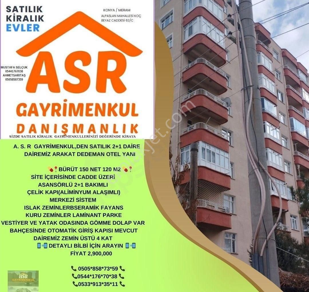 Selçuklu Esenler Satılık Daire A. S. R Gayrimenkul,den Satılık 2+1 Daire Dairemiz Arakat Dedeman Otel Yanı