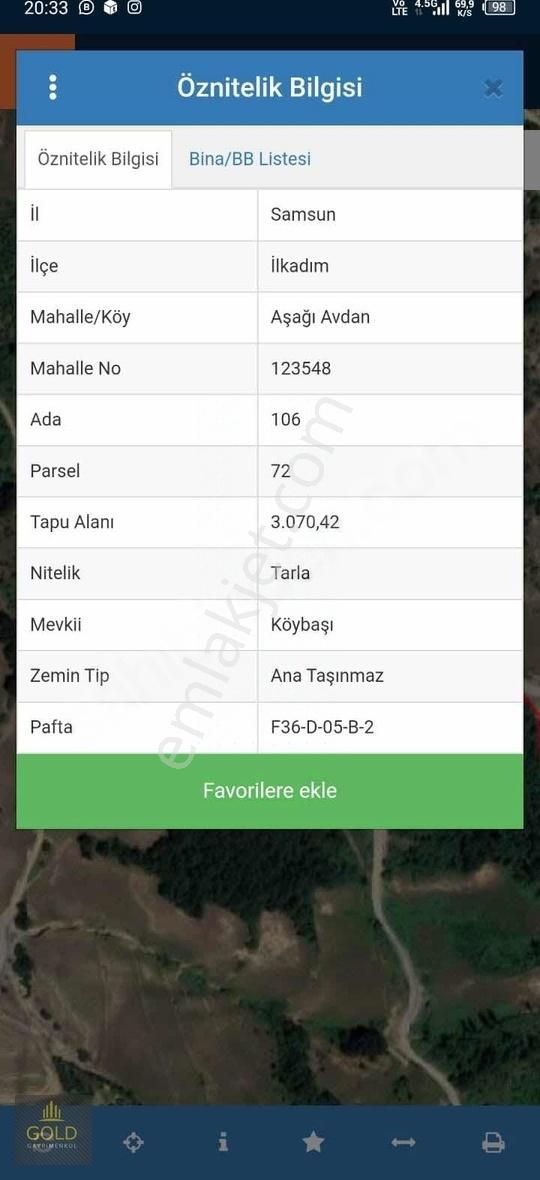 İlkadım Aşağıavdan Satılık Tarla İlkadım'da Doğa Manzaralı 3 Dönüm Tarla Son Fırsat