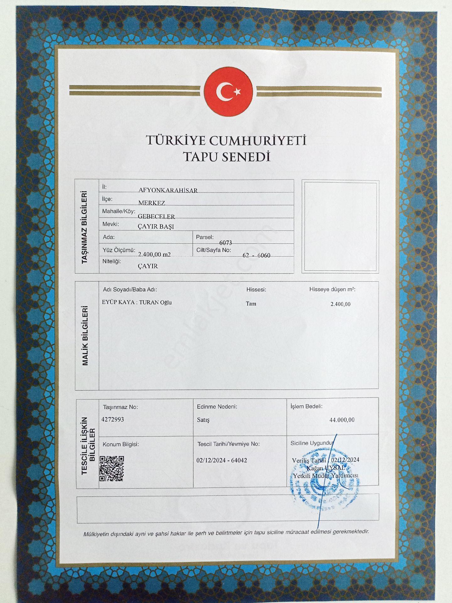Afyon Gebeceler De Saıtlık Arazi 2400m - Görsel 4
