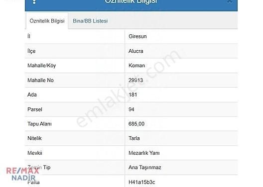 Alucra Koman Köyü Satılık Tarla Remax'ten Alucra Koman Köyü 5 Parsel Birlikte 5114 M2 Satılık