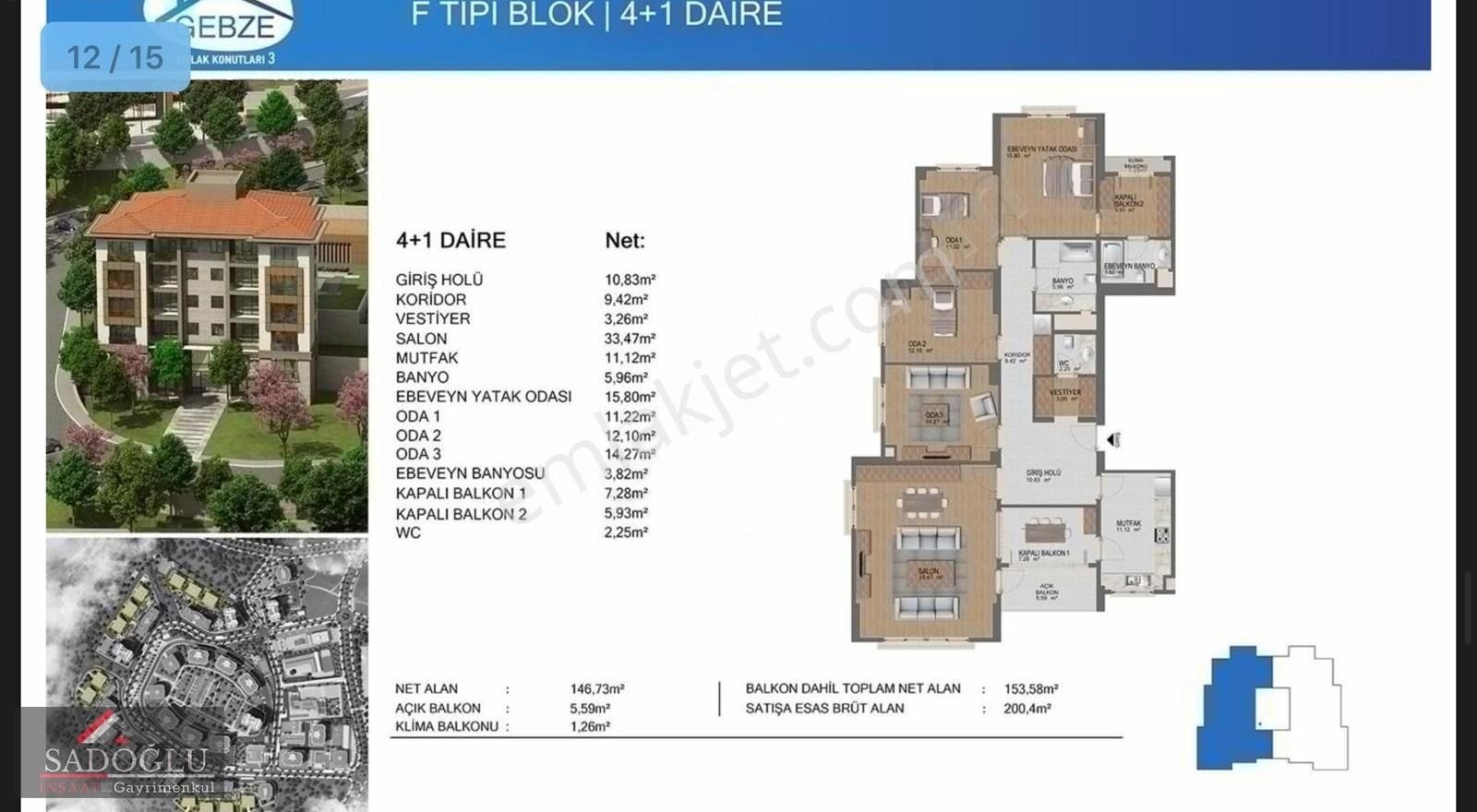 Gebze Kirazpınar Satılık Daire 3. Etap F Bloklarda 4+1 Daire