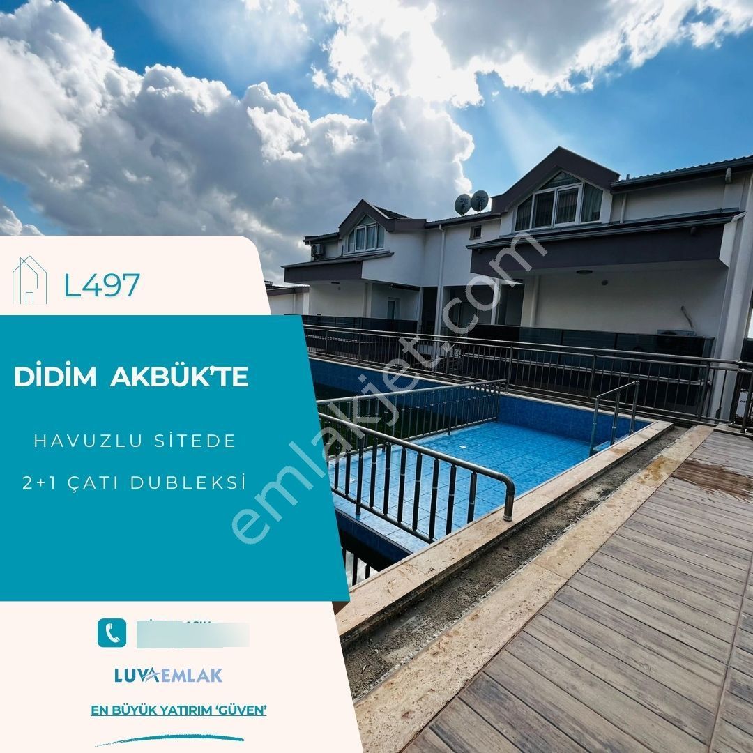 Didim Akbük'te Havuzlu Sitede Deniz Manzaralı 2+1 Bahçe Dubleksi