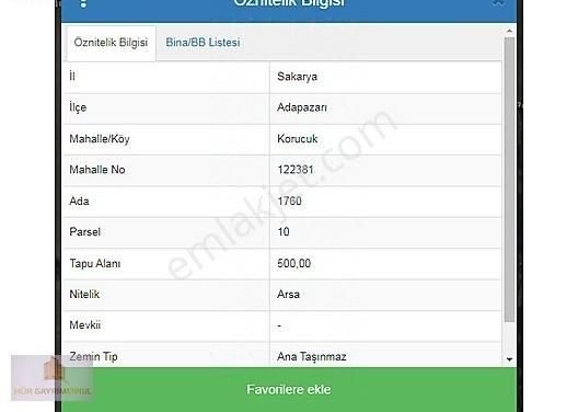 Adapazarı Korucuk Satılık Konut İmarlı Manzaralı 5 Kat İmarlı Köşe Arsa 500m2