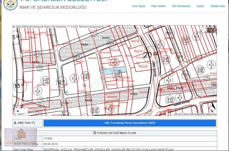 Erenler Pirahmetler Satılık Konut İmarlı Erenler Pırahmetler 800m2 Arsa