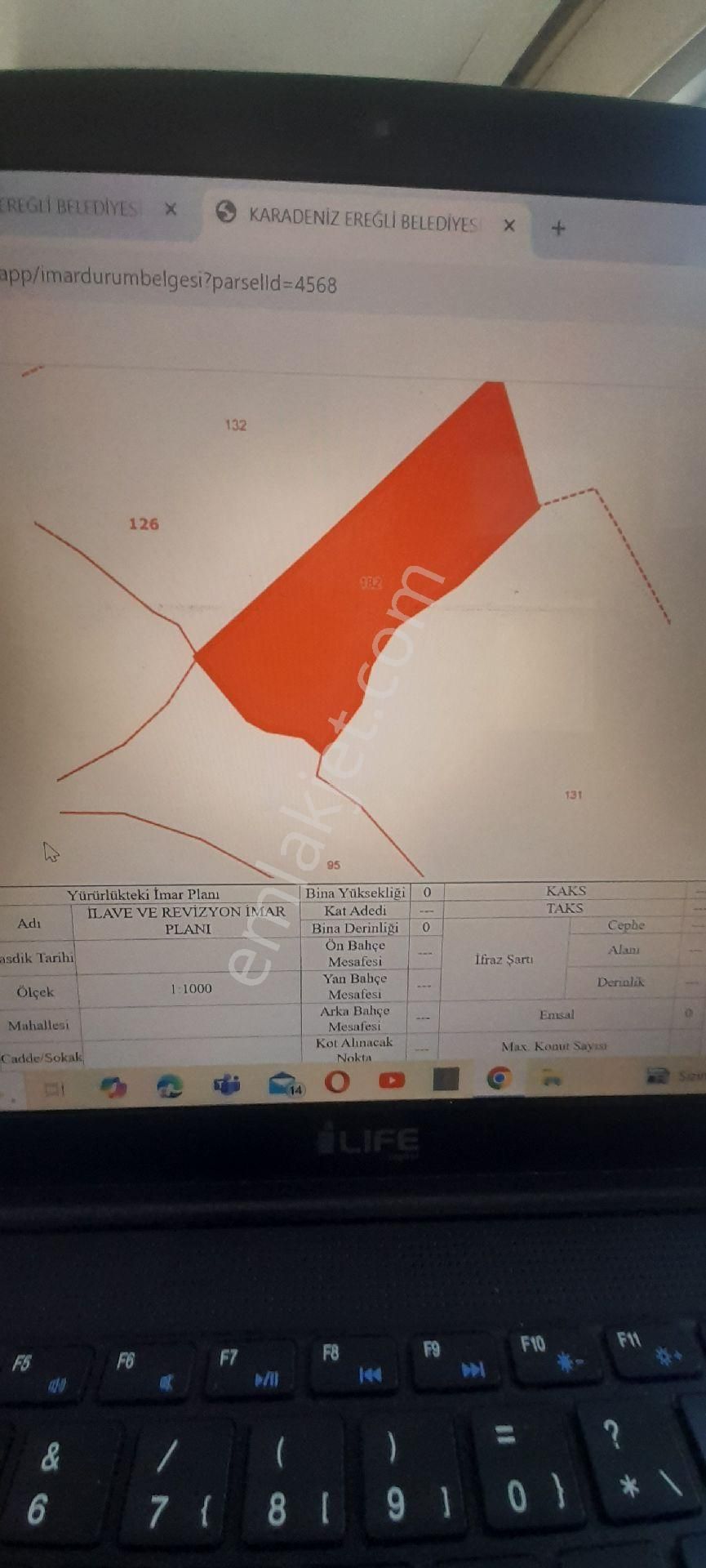 Ereğli Bölücek Satılık Bağ & Bahçe Kdz.ereğli Bölücek Mah.de Satılık 1400m2 Arsa