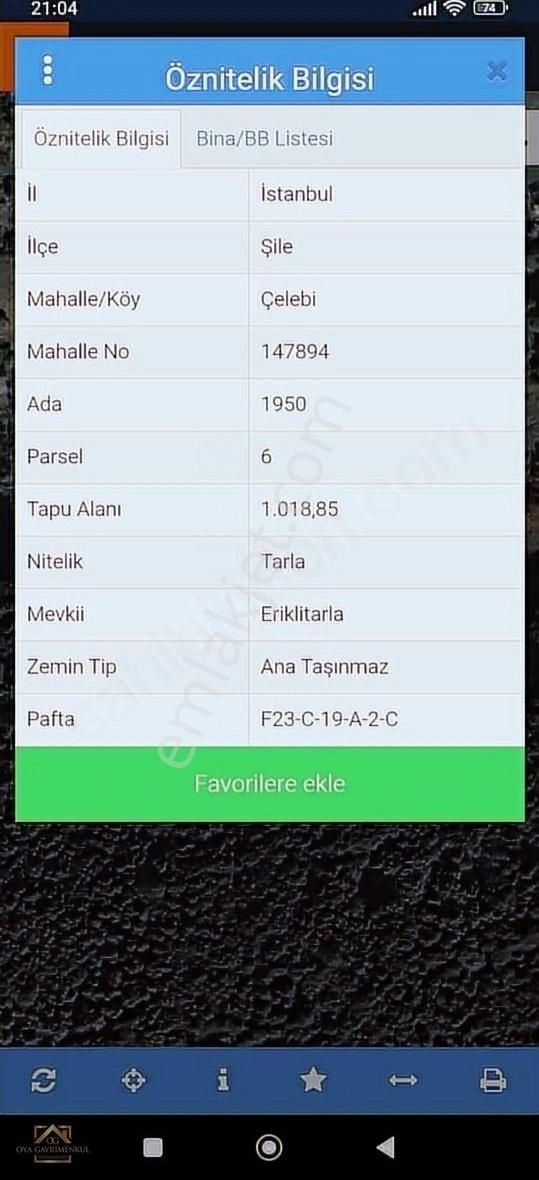 Şile Çelebi Satılık Tarla İstanbul Şile Çelebi Mahallesi Satılık 1.018,m2 Tarla