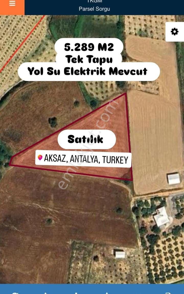 Manavgat Aksaz Satılık Tarla Aksazda Tek Tapu Satılık 5.289 M2 Arazi