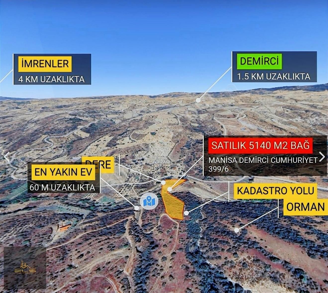 Demirci Şehreküstü Satılık Tarla Demirci Cumhuriyet'de 5140 M2 Hertürlü Kullanıma Uygun Tarla