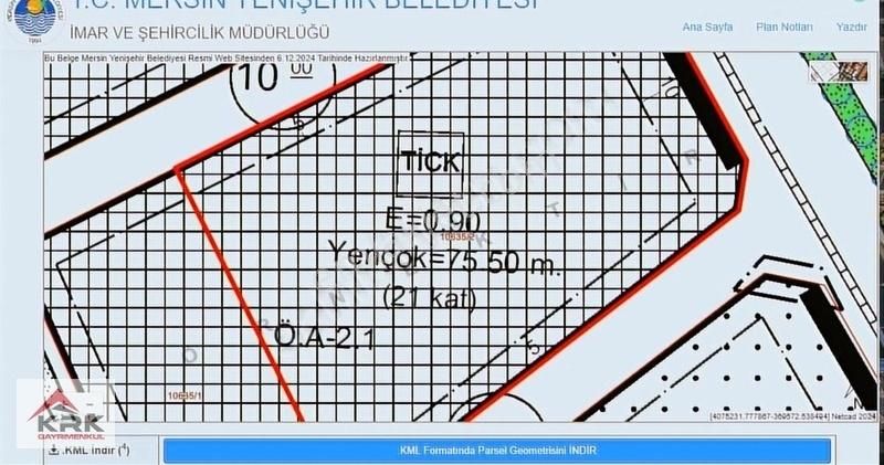 Yenişehir Çiftlikköy Satılık Ticari İmarlı Krk'dan 34.cadde Üzerin'de Ticari + Konut İmarlı Satılık Arsa