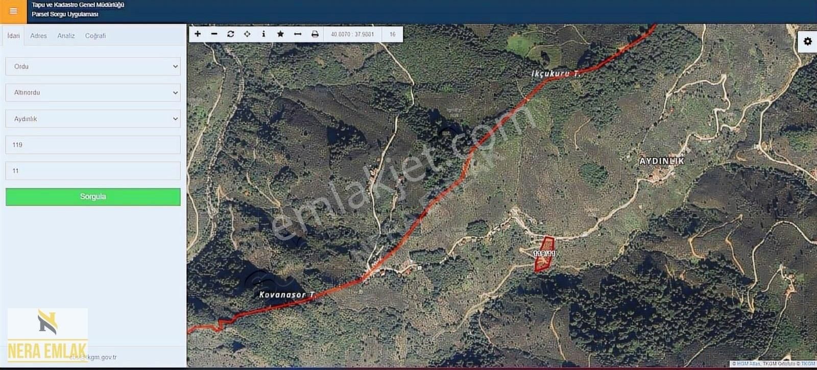 Altınordu Aydınlık Satılık Konut İmarlı Kadastro Yol Cephe Müstakil Parsel Tek Tapu 4.190m2 Ev Yeri Arsa